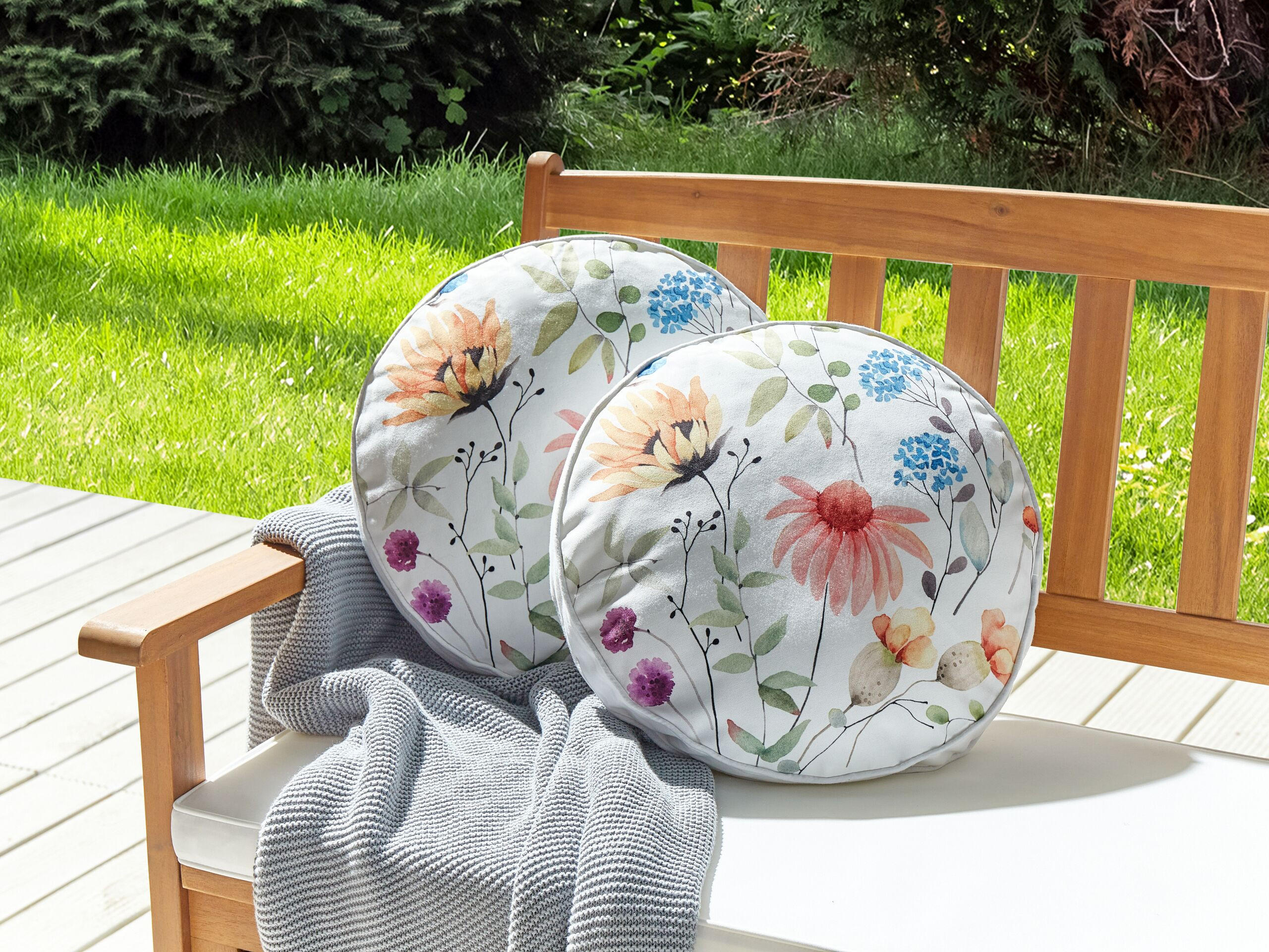 OUTDOOR-KISSEN 2er-Set Blumenmuster mehrfarbig 40 cm Monesi - Multicolor, Textil (40/40cm) - Beliani