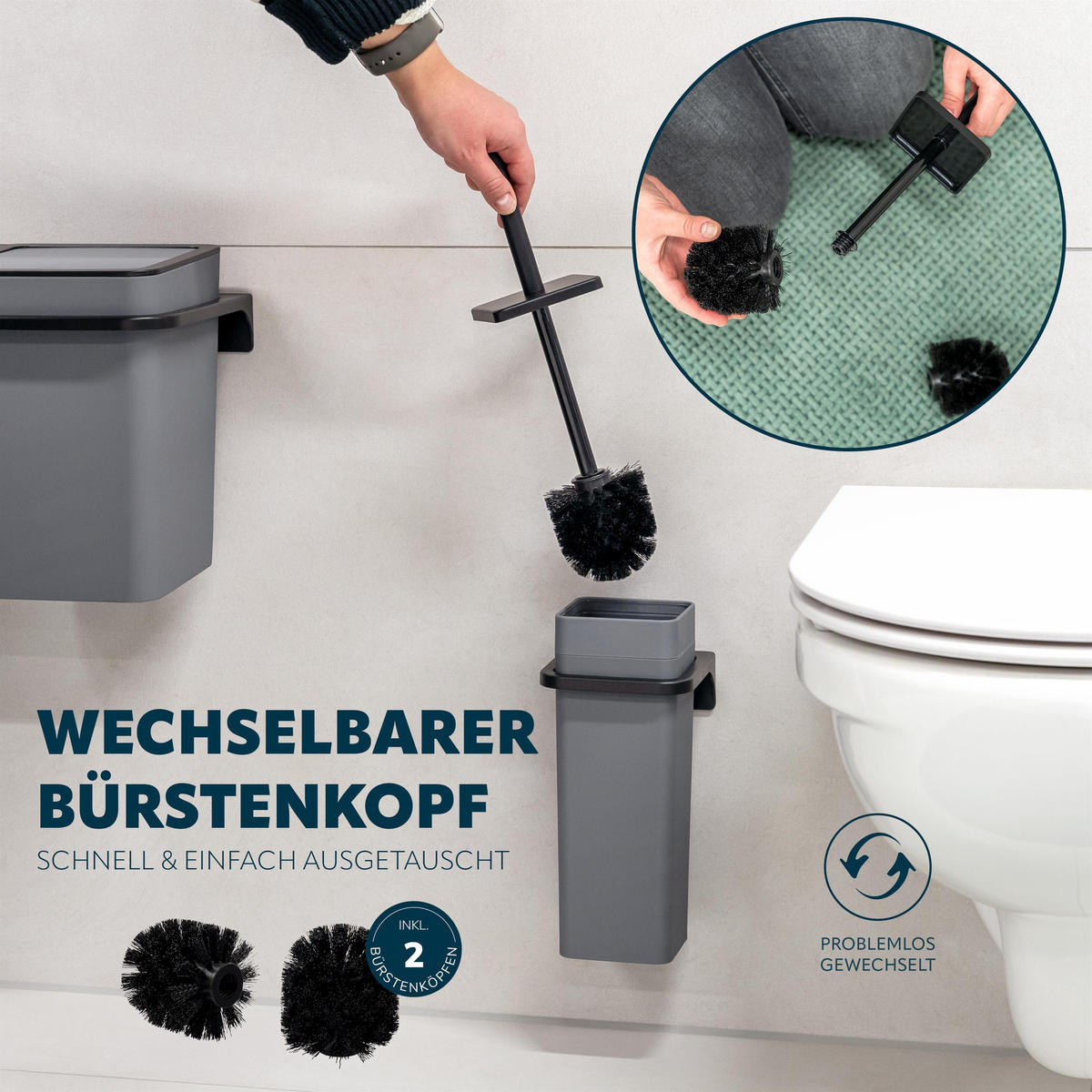 WC-GARNITUR SAVONA, grau, Kunststoff - Grau, Kunststoff (12/36.5/13cm) - bremermann