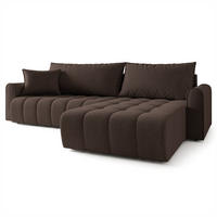ECKSOFA FRIGA Braun Strukturstoff mit Schlaffunktion - Braun, Holz (283/185cm) - MASSENO