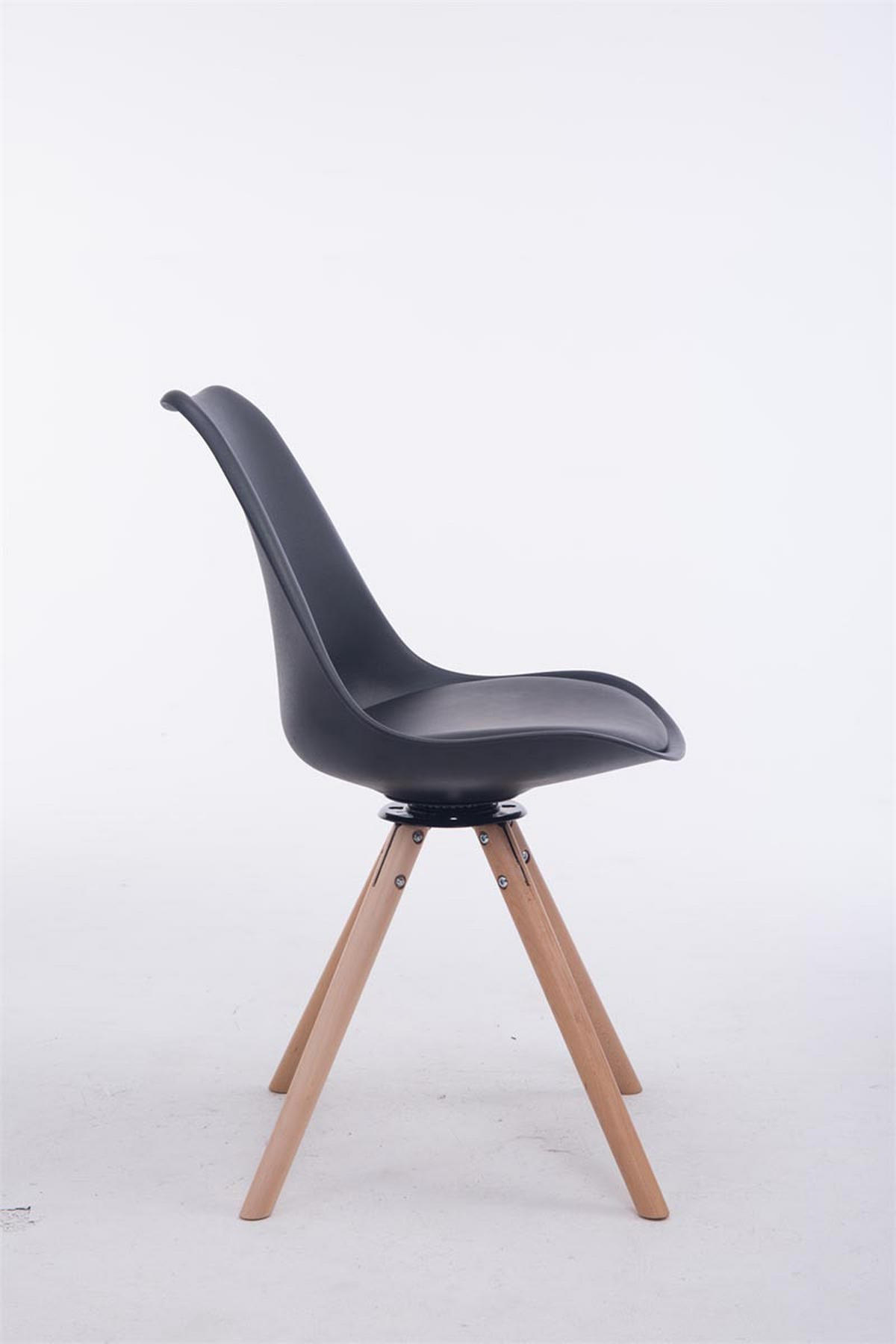 STUHL Lederlook schwarz - Eukalyptusholzfarben/Schwarz, Holz/Textil (48/84/56cm) - CLP
