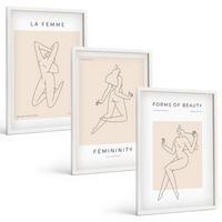 BILDER SET 3er Set - 40x60 cm Weißer Rahmen - Poster mit minimalistischen Frauensilhouetten - Weiß, Kunststoff (40/60cm) - TULUP