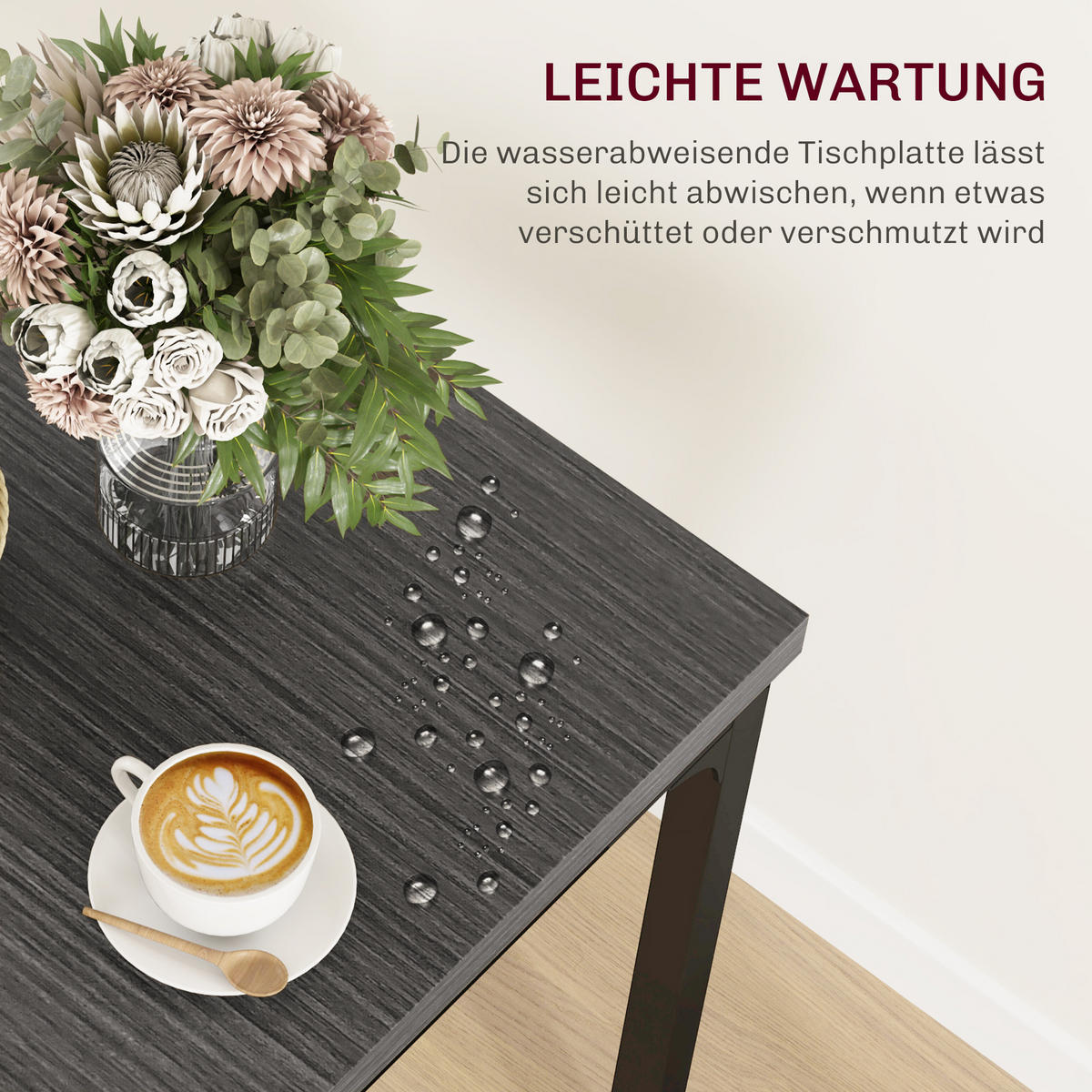 ESSGRUPPE MDF Metall Grau - Schwarz/Braun, Holzwerkstoff (60/76/60cm) - HOMCOM