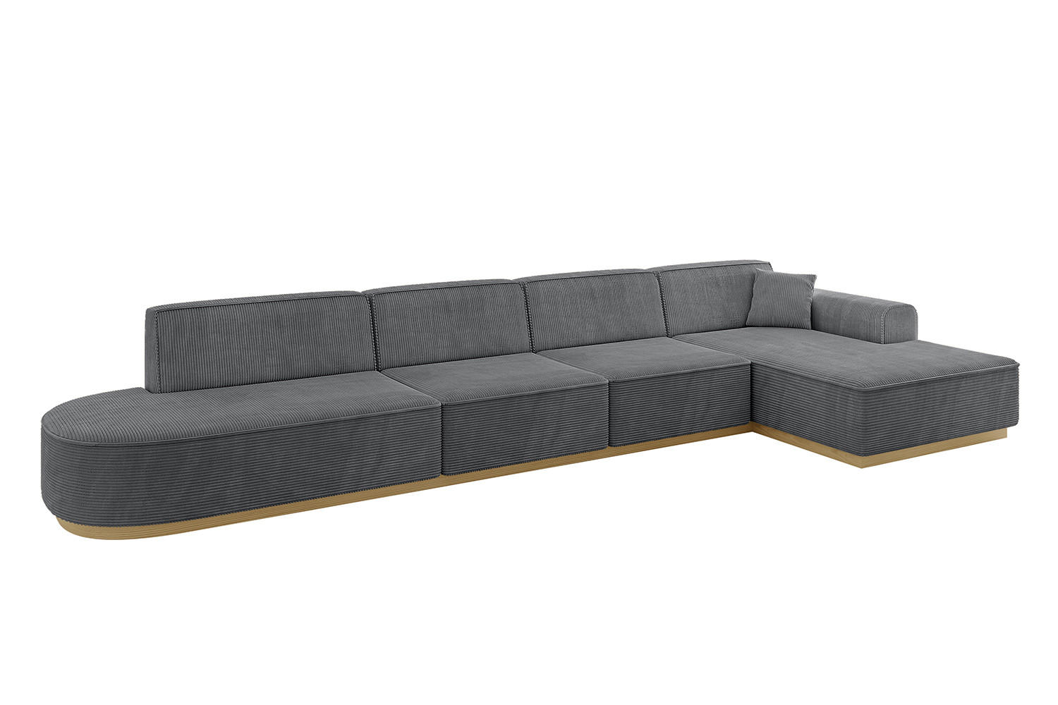 ECKSOFA Ottomane Rechts IREA-L3-v2 - 403x165x81 cm Duneklgrau - Dunkelgrau, Holzwerkstoff/Textil (403/165cm) - ALTDECOR