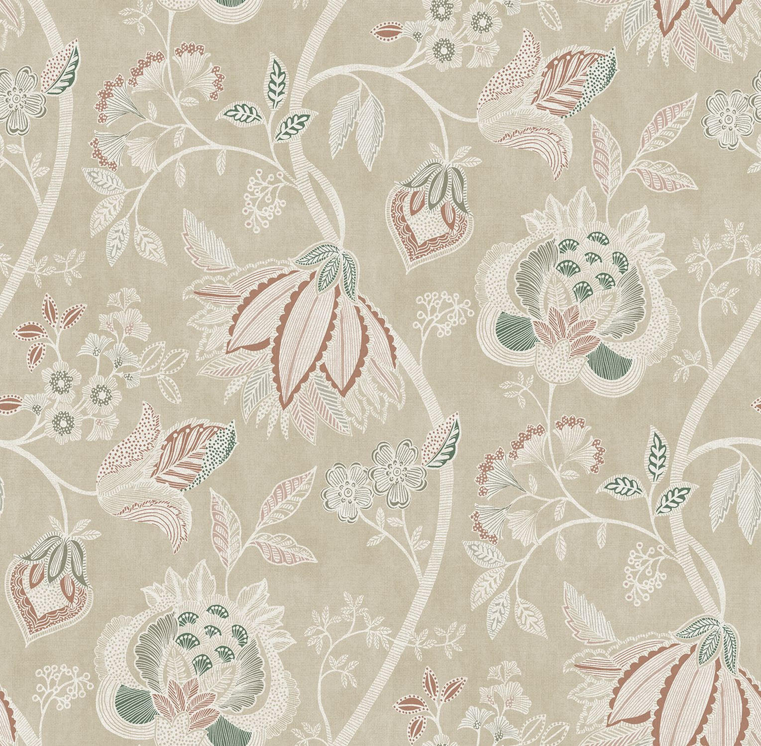 TAPETE Blumen 53 cm x 10 m - Beige, Papier (53/1000cm) - Sanders & Sanders