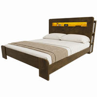 BETT 140/200 cm in Holz mit Stauraum, LED und Steckdosen - Nussbaumfarben, Holz/Holzwerkstoff (140/200cm) - WISHDOR
