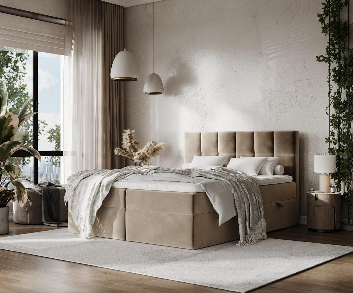 POSTEL BOXSPRING VARENO 160/200 Taupe - černá/šedohnědá, kov/dřevo (160/200cm) - AltaBeds
