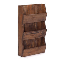 ZEITUNGS-WANDREGAL NEWS 60 Mahagoni Massivholz, 3 Fächer 02 hellbraun - Hellbraun, Holz (38/60/11cm) - DESIGN DELIGHTS