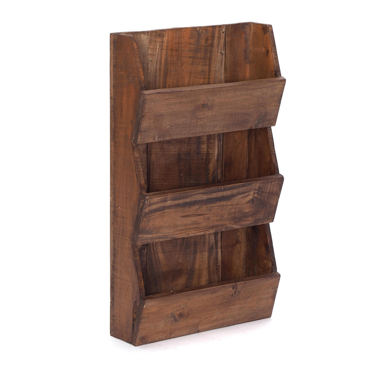 ZEITUNGS-WANDREGAL NEWS 60 Mahagoni Massivholz, 3 Fächer 02 hellbraun - Hellbraun, Holz (38/60/11cm) - DESIGN DELIGHTS