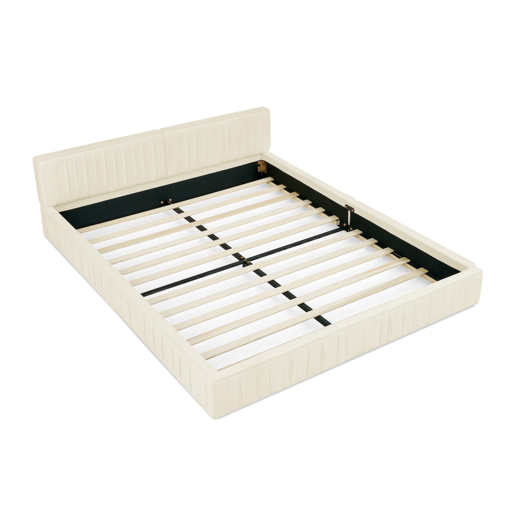 POLSTERBETT 160x200 cm Chenille Holzrahmen beige - Beige, Kunststoff (160/200cm) - LEBENLANG