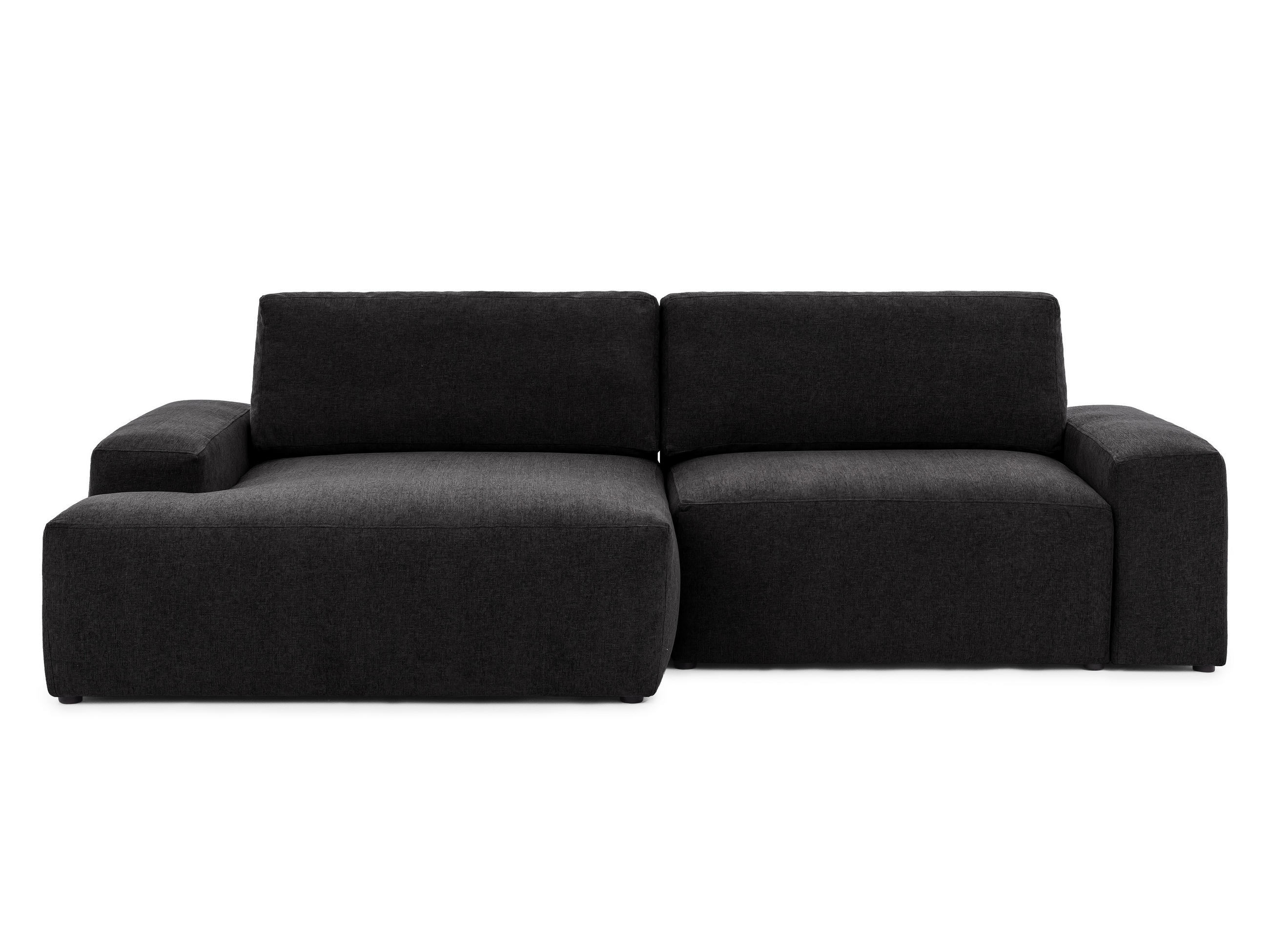 ECKSOFA Lennon aus Schwarz Strukturstoff mit Schlaffunktion und Bettkasten - Schwarz, Holz/Kunststoff (137/264cm) - S-Style