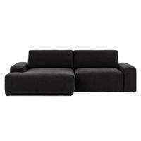 ECKSOFA Lennon aus Schwarz Strukturstoff mit Schlaffunktion und Bettkasten - Schwarz, Holz/Kunststoff (137/264cm) - S-Style