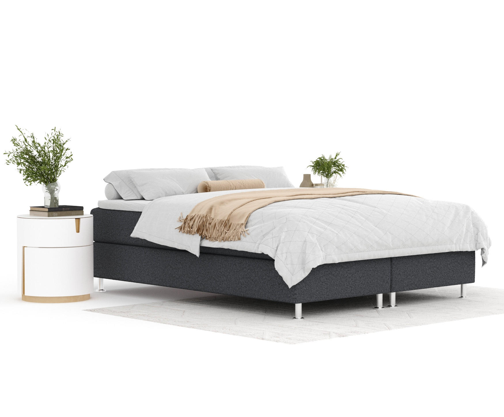 BOXSPRINGBETT Sub Schwarz 160/200 cm mit Latex-Topper - Silberfarben/Schwarz, Holz/Holzwerkstoff (160/200cm) - Maison de Reve