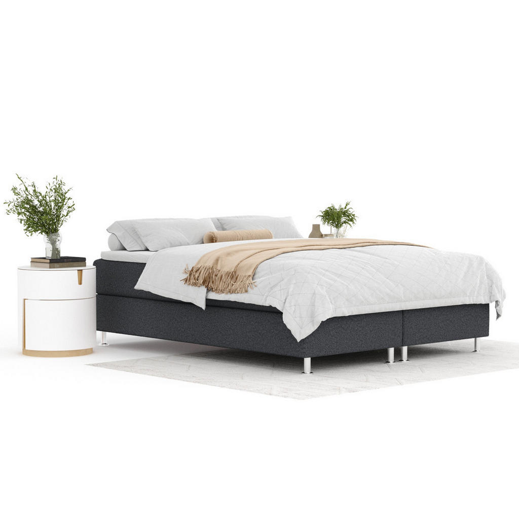 Thumbnail - Maison de Reve Boxspringbett, Schwarz, Textil, Buche, Kiefer, H3, Höhe ca. 21 cm, 160x200 cm, FSC 100%, Made in EU, Oeko...