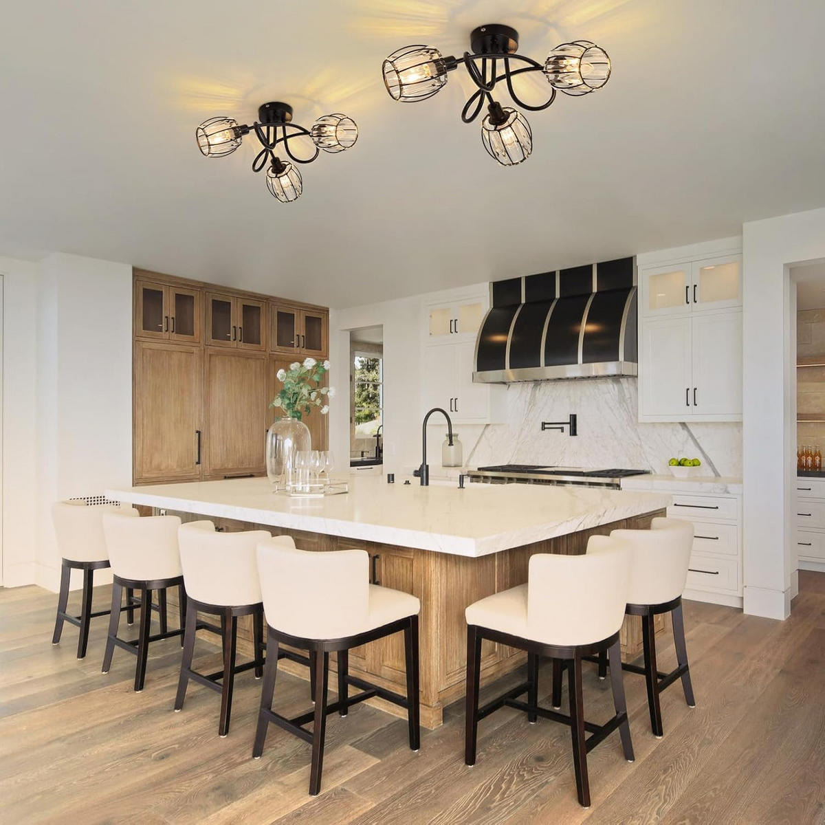 DECKENSTRAHLER Flammenschanz 20.5/20.5/40 cm - Schwarz, Glas (40/20.5/20.5cm) - ZMH