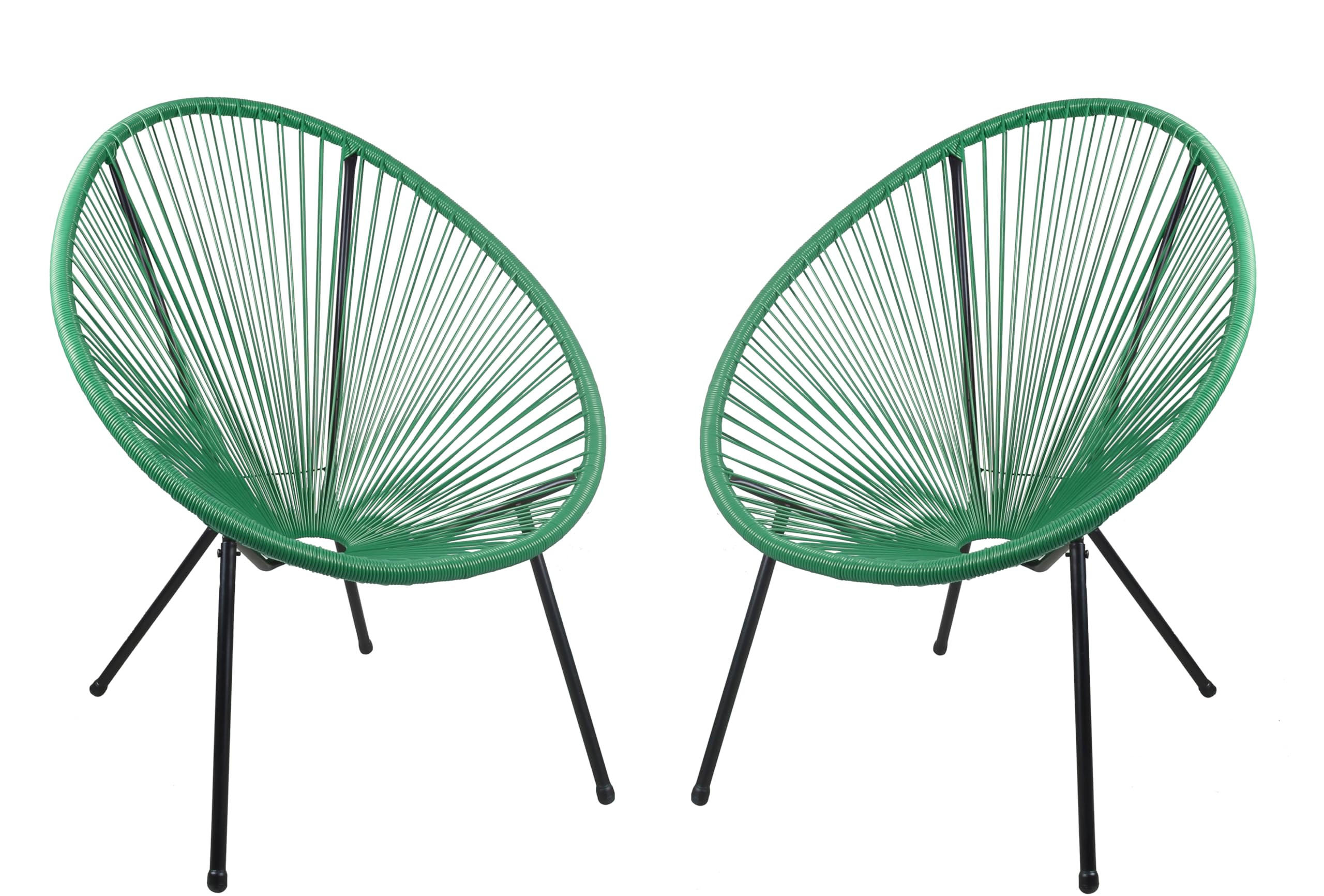 GARTENSTUHL 2er Set Sven Kunstgeflecht grün Relaxsessel - Grün, Kunststoff (73/93/73cm) - DELUKE