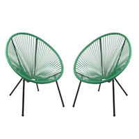 GARTENSTUHL 2er Set Sven Kunstgeflecht grün Relaxsessel - Grün, Kunststoff (73/93/73cm) - DELUKE