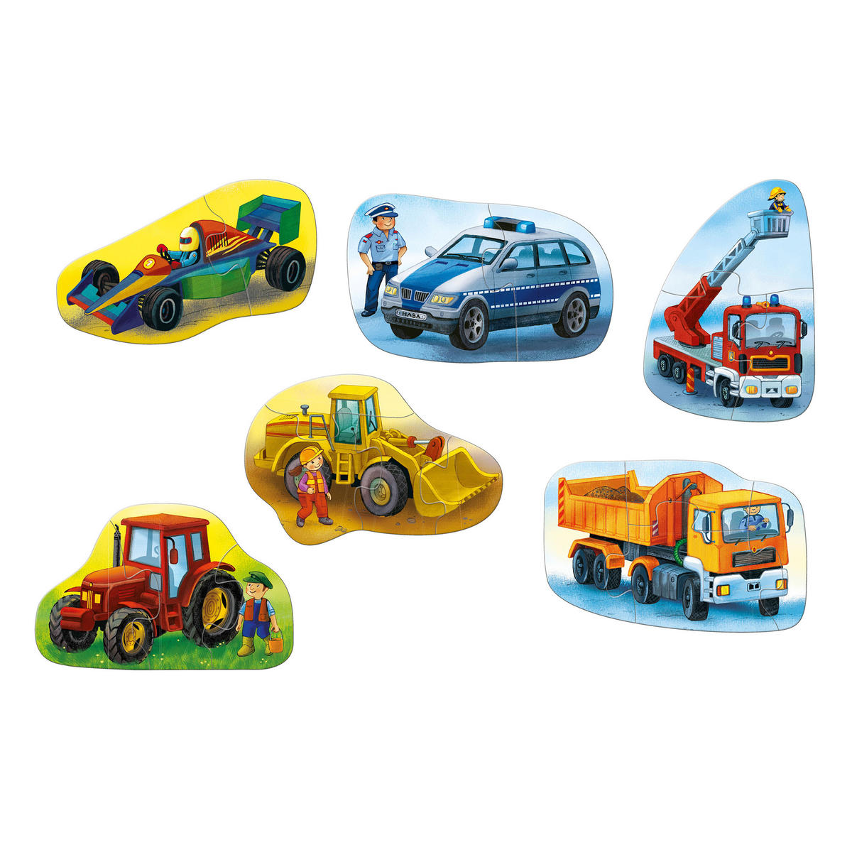 6 ERSTE PUZZLES – Fahrzeuge, ab 2 Jahren - Multicolor, Naturmaterialien (16/5/24cm) - Haba