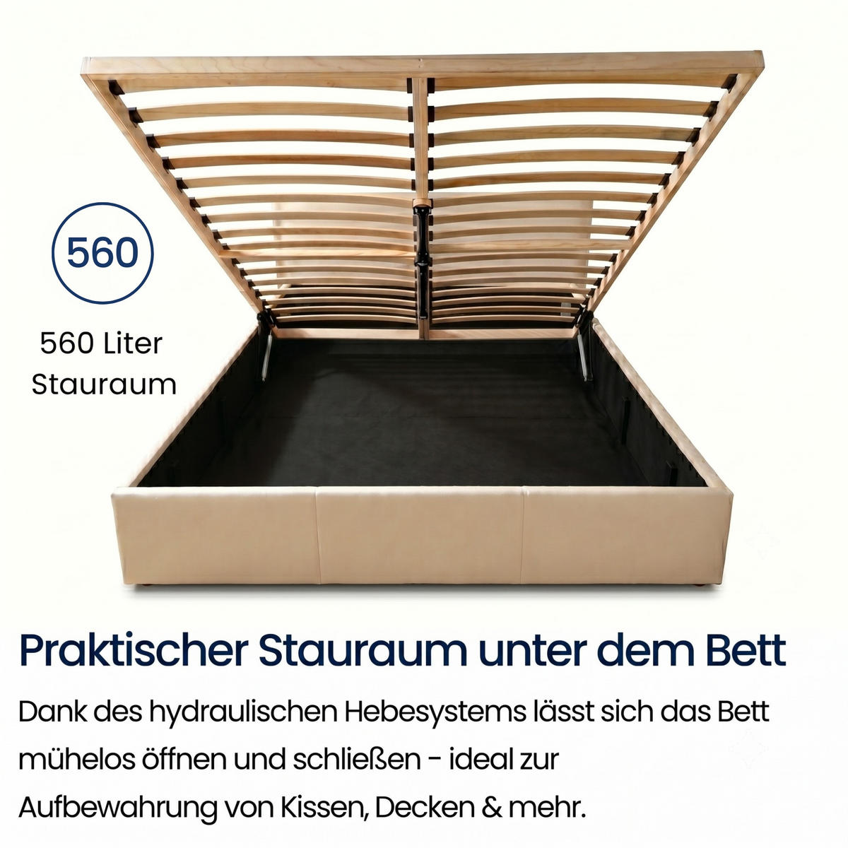 POLSTERBETT mit Stauraum 120x200 cm in Creme - Creme, Holzwerkstoff (120/200cm) - Home Collective