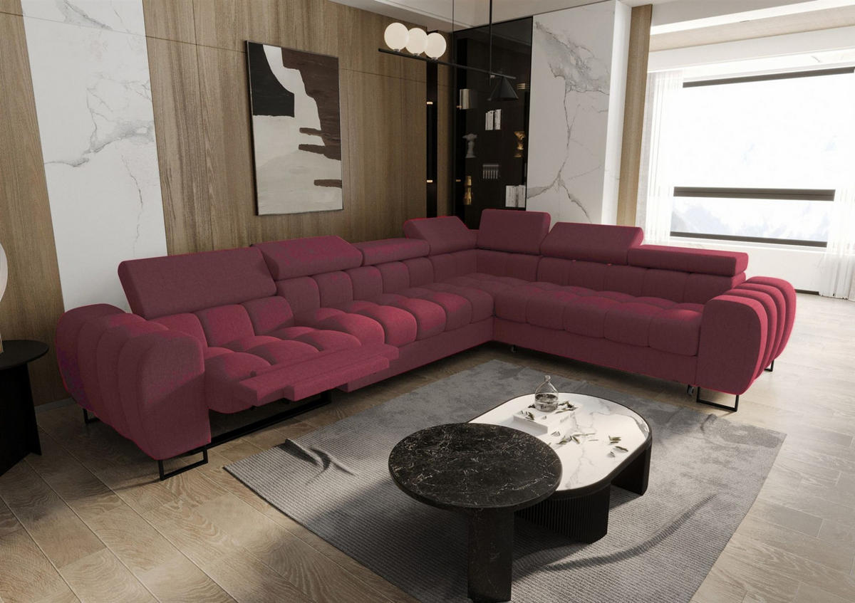 ECKSOFA Bastien Relax - Rot, Holzwerkstoff/Textil (330/260cm) - Fun Möbel