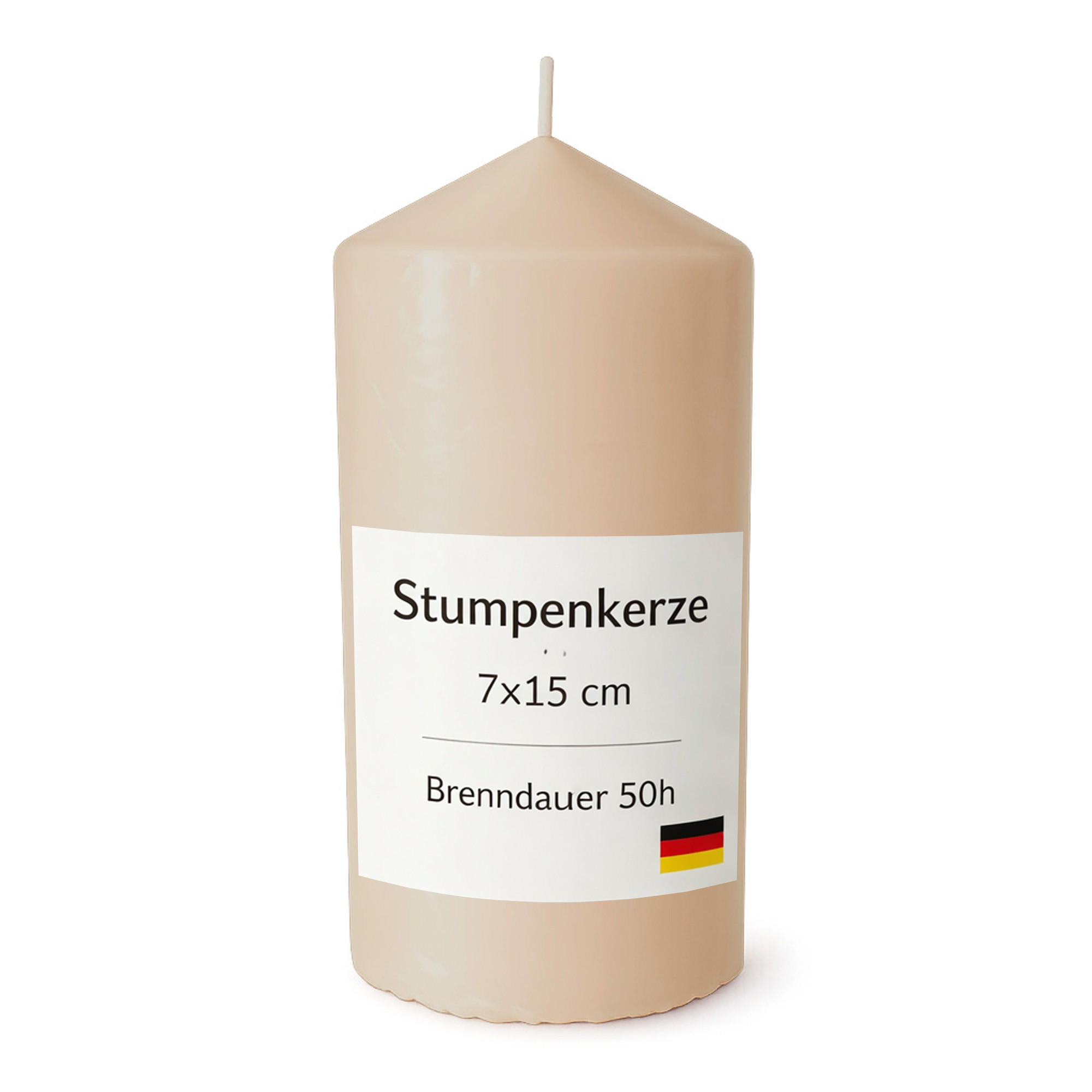 HS Candle Stumpenkerze Beige 15 cm