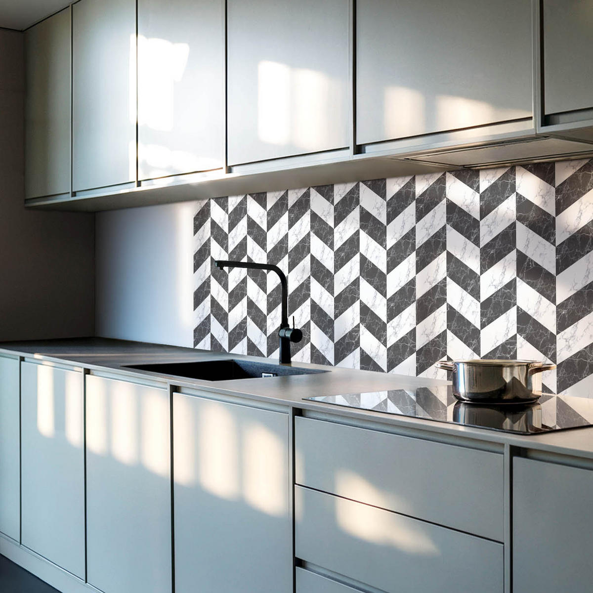 WANDPANEEL 4x 50x50 cm selbstklebend Marelia - Grau, Kunststoff (50/1.6/50cm) - Wallfluent