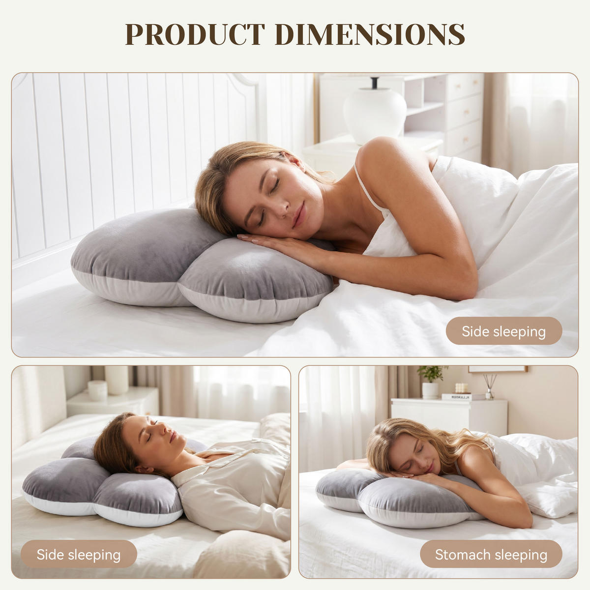 STÜTZKISSEN für Seitenschläfer 4290 - Grau, Textil (65/25cm) - Vercart