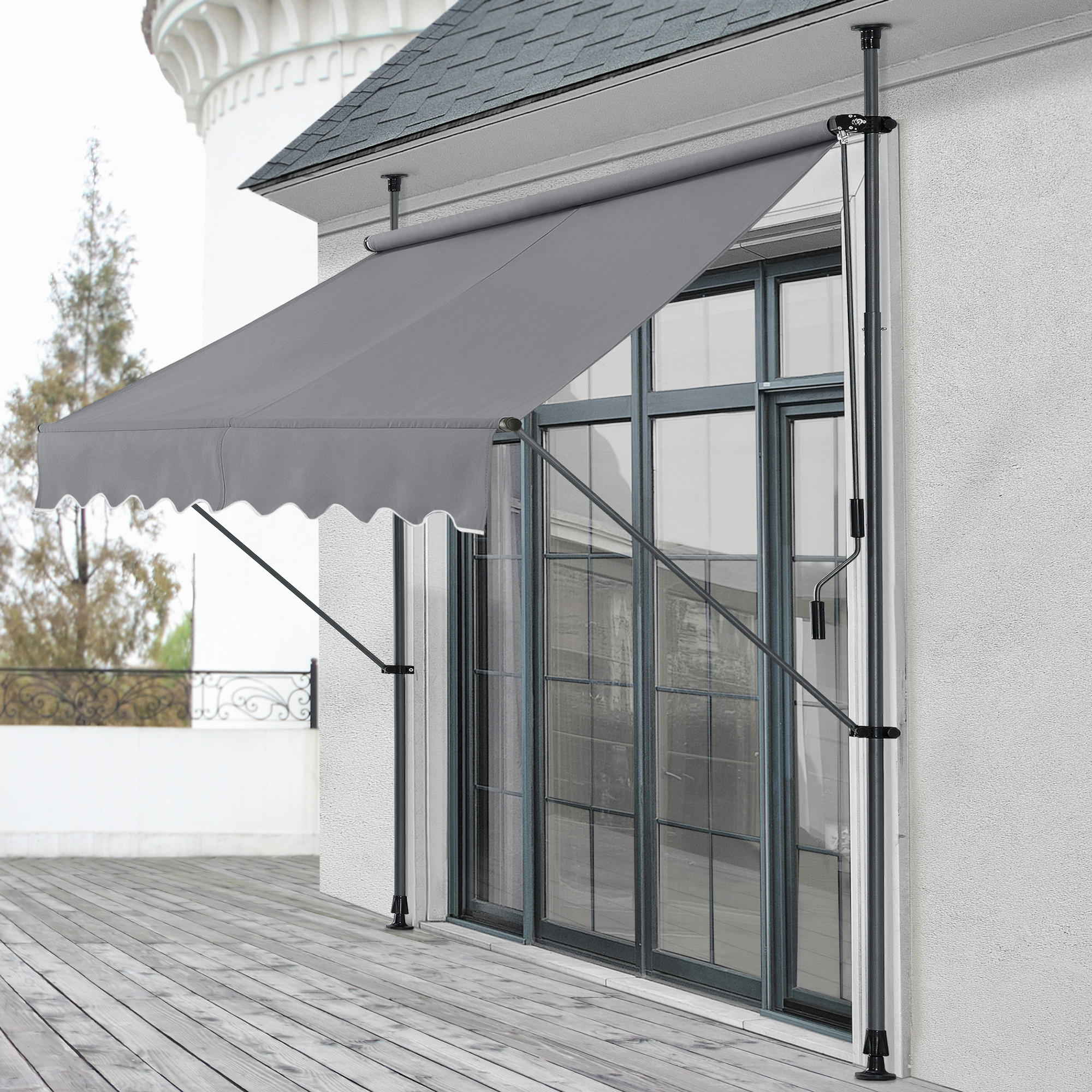 KLEMMMARKISE Stem - Hellgrau, Textil/Metall (150/309/120cm) - pro.tec