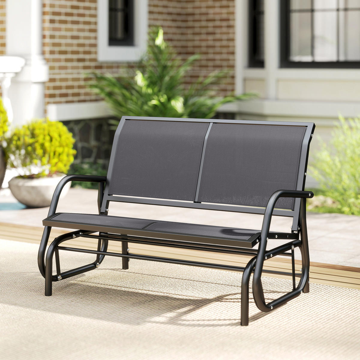 GARTENBANK DE-15233 2-Sitzer mit ergonomischen Armlehnen Grau - Grau, Metall (304.8/215.9/177.8cm) - ComfortXL