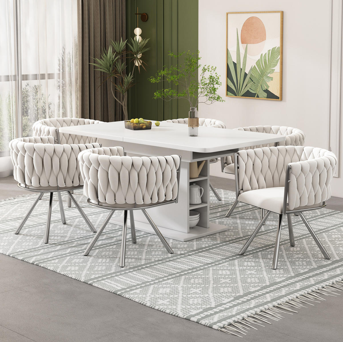 ESSZIMMERSTUHL 2er-Set drehbar Samt Beige mit Metallgestell - Beige, Metall (54/72/59cm) - Meubliv
