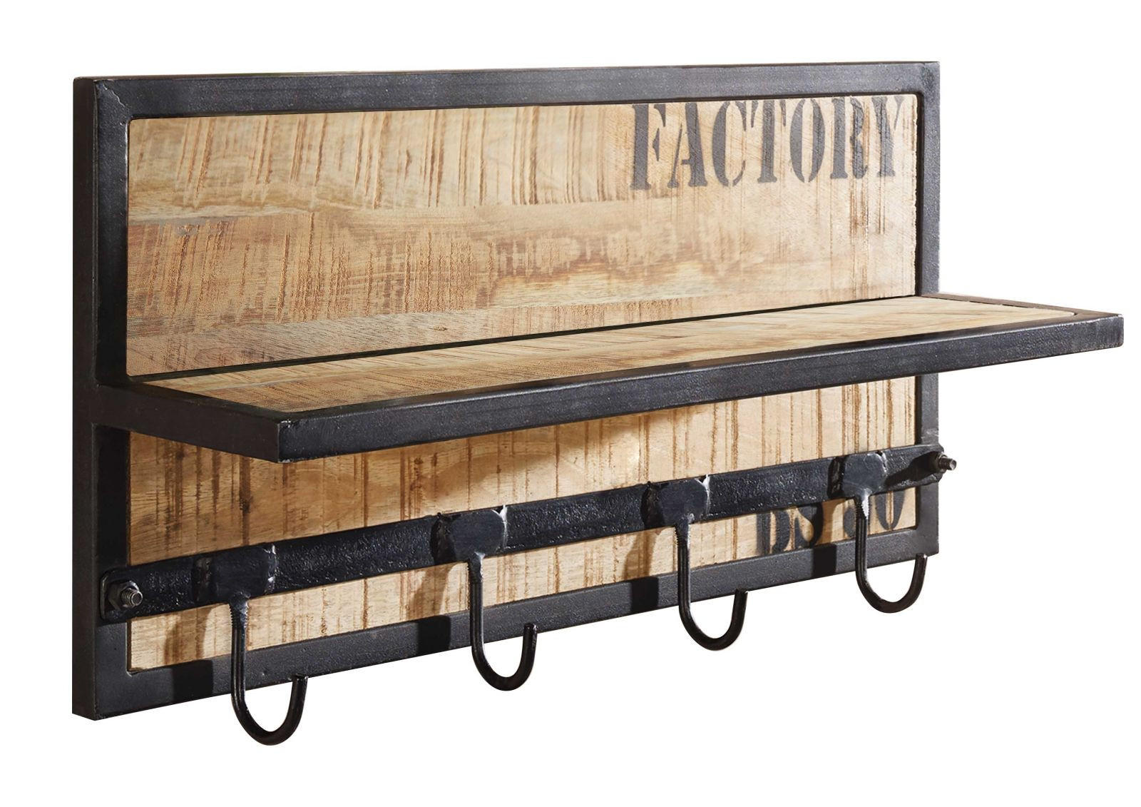 WANDGARDEROBE Mango 61x14x31 bedruckt FACTORY #153 - Naturfarben, Holz (61/31/14cm) - Massivmoebel24