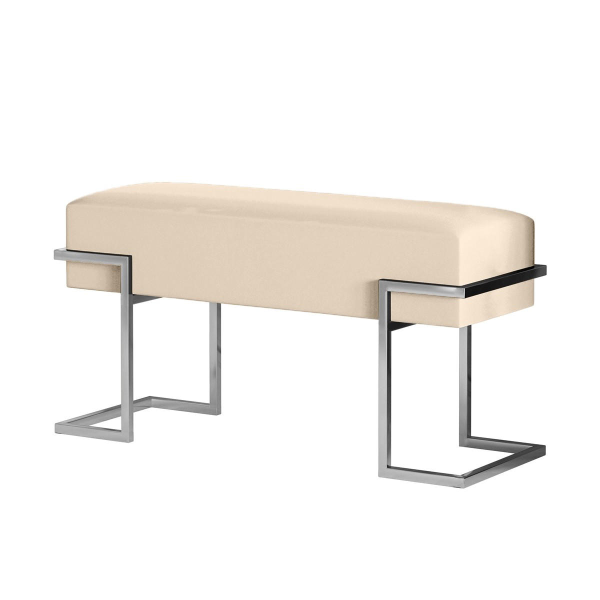POLSTERBANK CELY 80 cm, Hellbeige, Chromgestell - Chromfarben/Creme, Textil/Metall (80/42/34cm) - Bettso