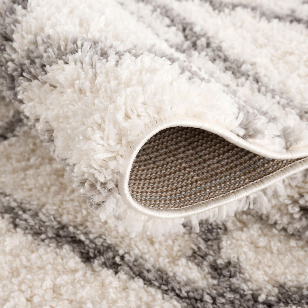HOCHFLOR-TEPPICH Shaggy Pulpy 530 Creme Grau 140x200 cm - Creme, Textil (140/200cm) - carpet city