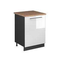 KÜCHENUNTERSCHRANK Fame-Line, Weiß Hochglanz/Anthrazit, 60 cm 1 Tür mit Arbeitsplatte - Weiß Hochglanz/Anthrazit, Holzwerkstoff (60/82/60cm) - Vicco