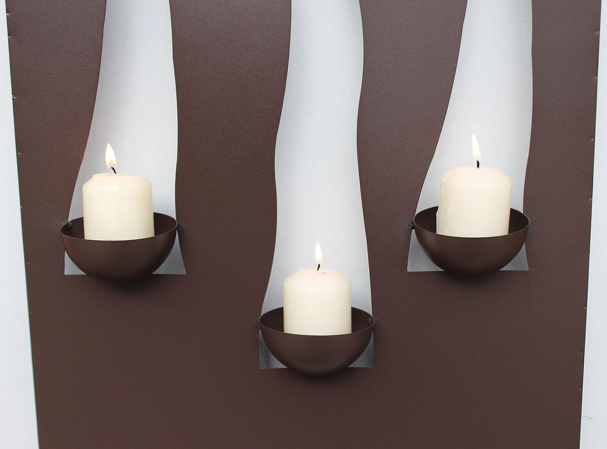 WANDLEUCHTER Flamme für 3 Kerzen Wandkerzenhalter aus Metall - Braun, Metall (40/65/10cm) - DanDiBo