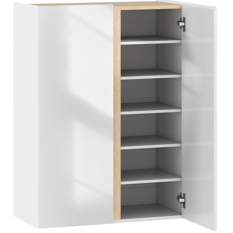 SCHUHSCHRANK mit Soft-Close, 6 Ebenen, griffloses Design und verstellbaren Regalen, Weiß - Weiß, Holz (70/95/35cm) - Redom