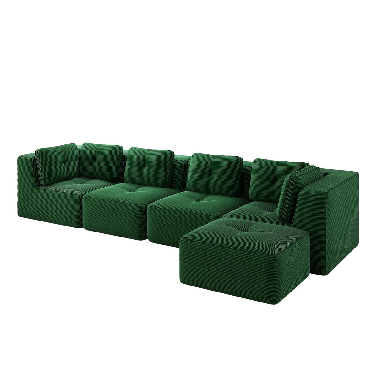 ECKSOFA modular mit 74 cm tiefer Sitzfläche Cord Green - Grün, Kunststoff (177/386.1cm) - Meubliv