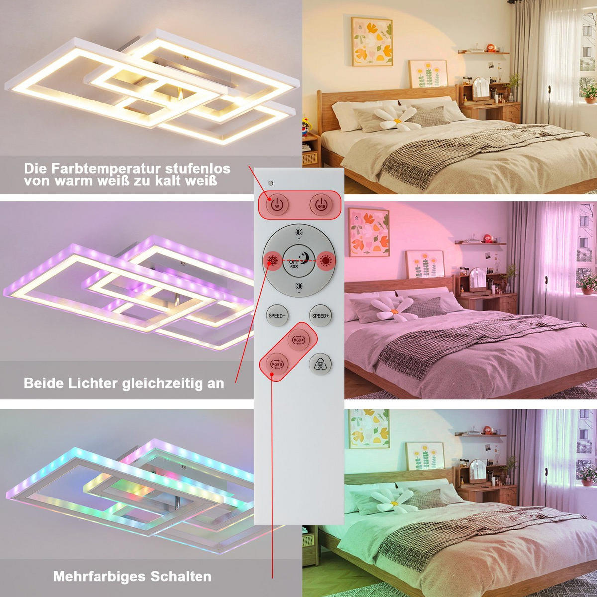 LED-DECKENLEUCHTE Lieselotte 54/34/9 cm - Weiß, Metall (54/34/9cm) - Nettlife