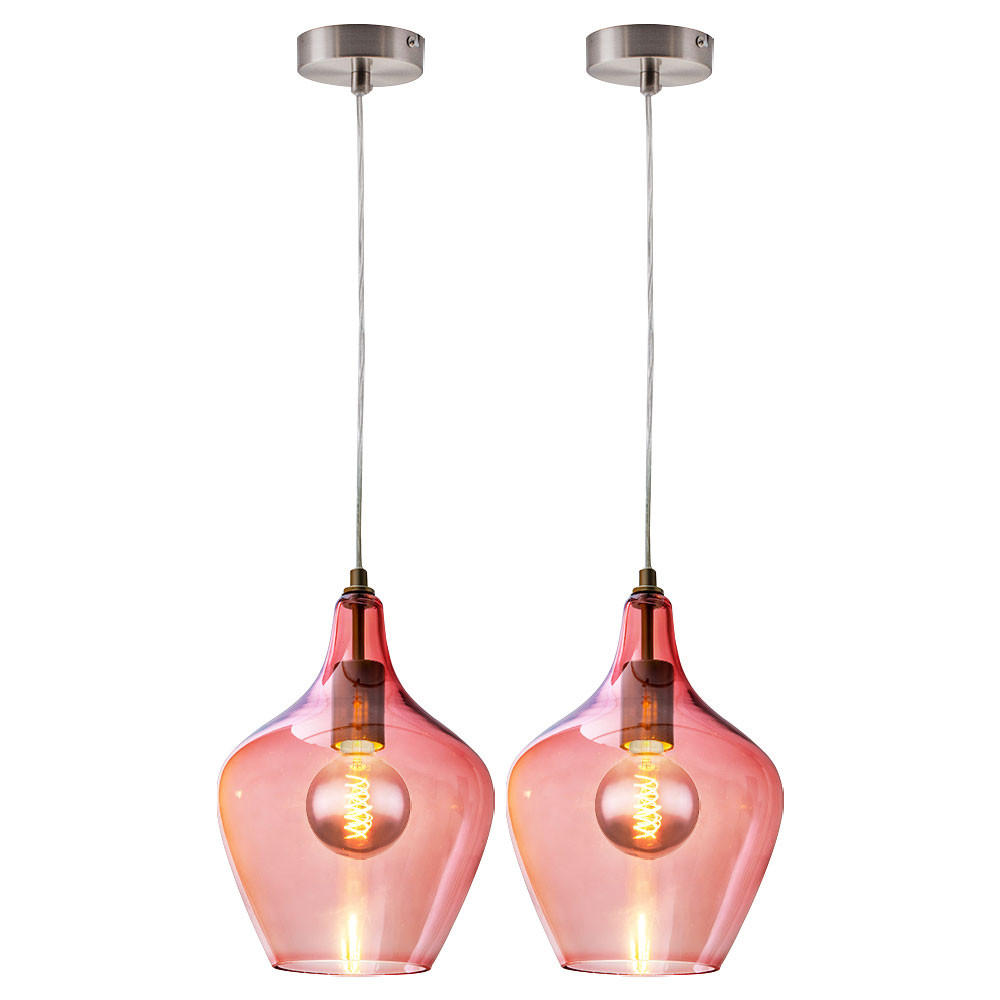 HÄNGELEUCHTE PASO Glas Rosa Silber - Rosa, Glas (22/22/150cm) - Nowa