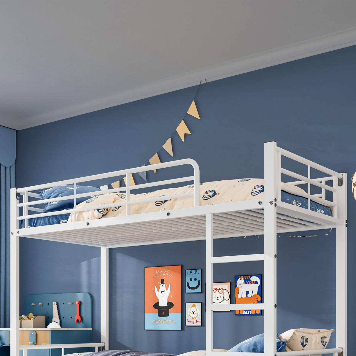 ETAGENBETT mit Ausziehbett 90x200/90x190 cm Metall Weiß - Weiß, Metall (90/200cm) - Meubliv