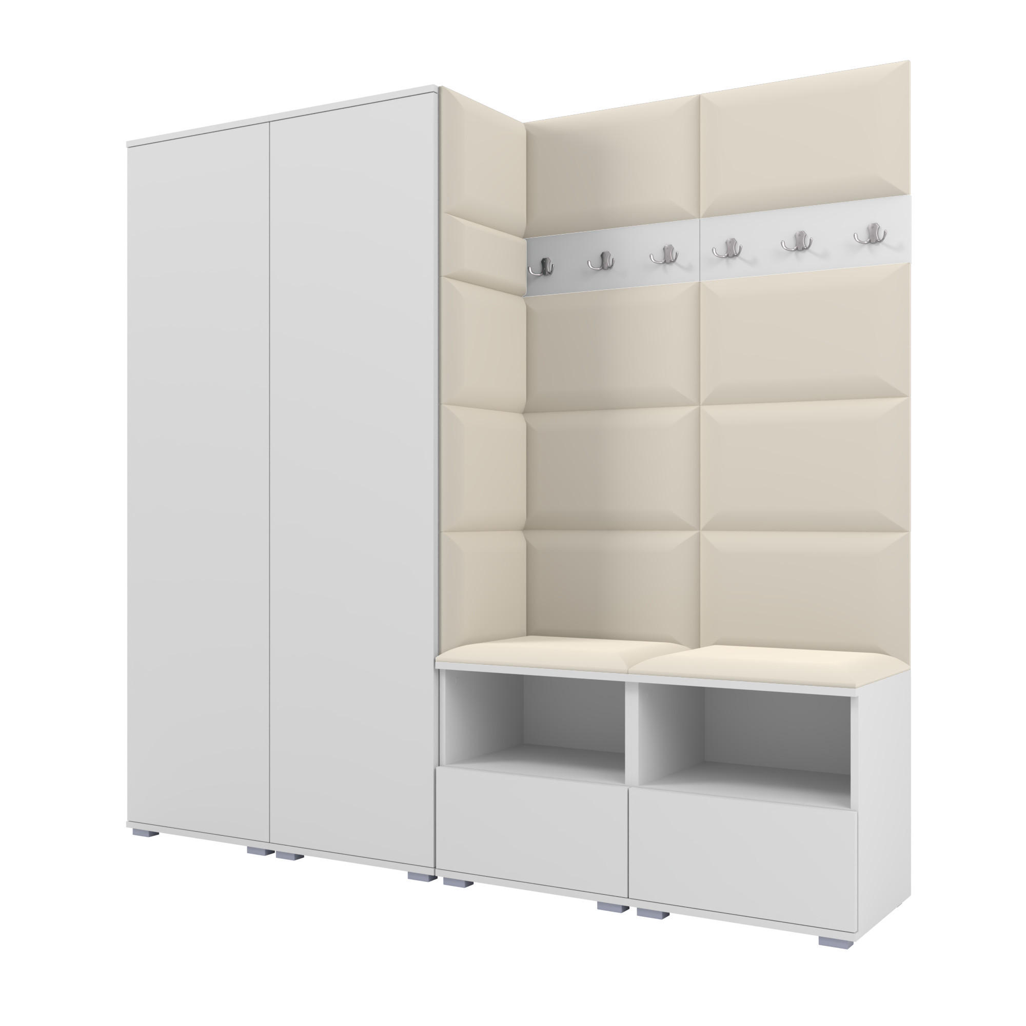 Ravio Garderobe Weiß, Creme 200x187x40 cm