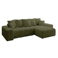 ECKSOFA Ottomane rechts ENIL-L 297x189x68 Grün Bouclé - Olivgrün, Holzwerkstoff/Kunststoff (189/297cm) - ALTDECOR