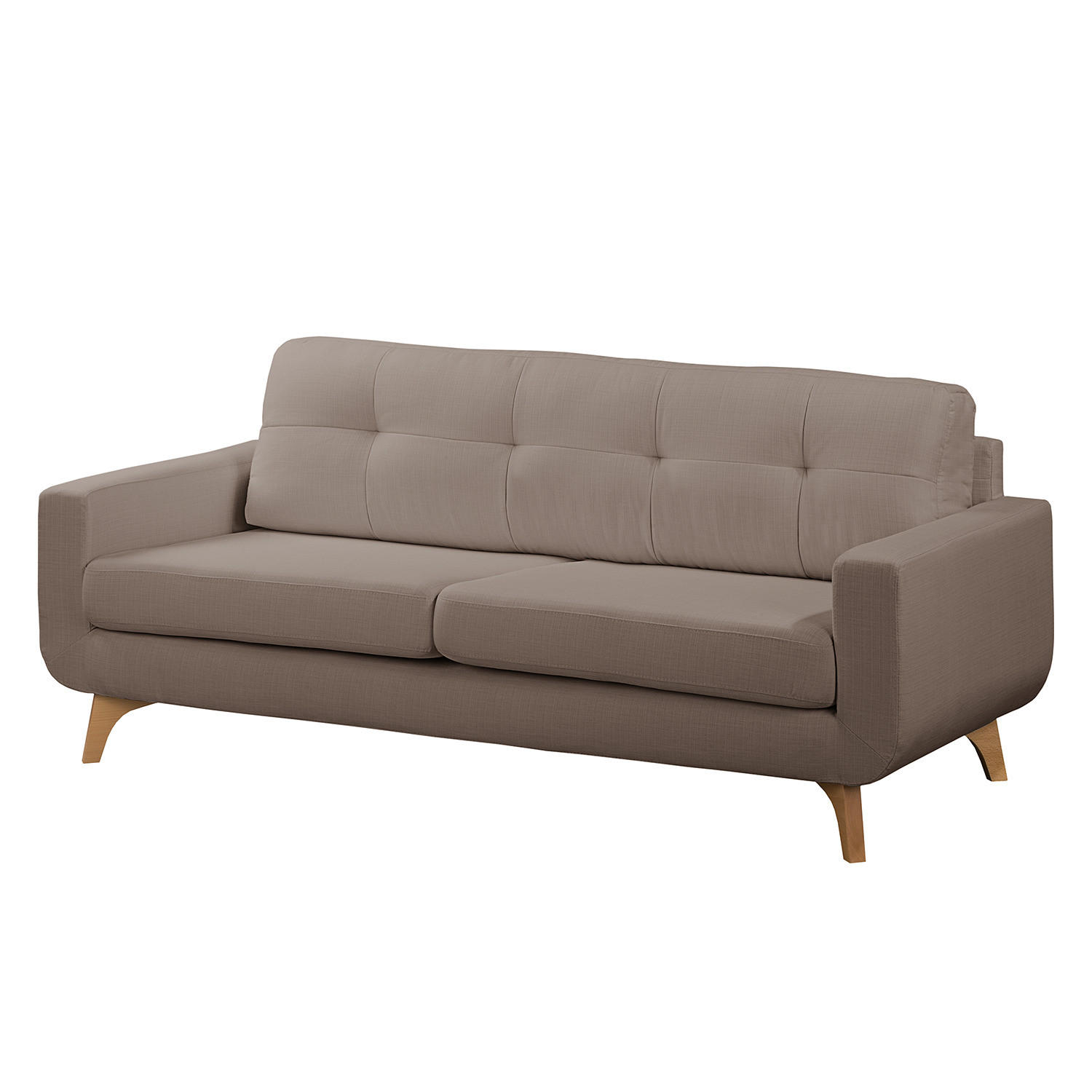 3-SITZER SOFA - Strukturstoff - Hellbraun, Textil (198/88/90cm) - home24