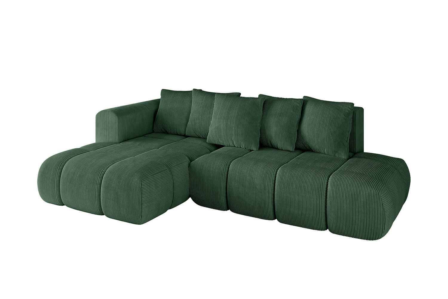 ECKSOFA Ottomane Links CLOUD-L-v1 289x180x40 Grün Cord - Grün, Holzwerkstoff/Kunststoff (180/289cm) - ALTDECOR