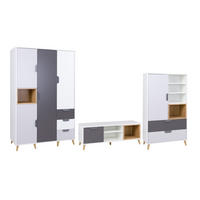 JUGNEDZIMMER-SET JUSTIN B 4-teilig in Weiß / Graphit / Grau / Eiche - Eichefarben/Graphitfarben, Holzwerkstoff (321/190/40cm) - Deine Möbel 24