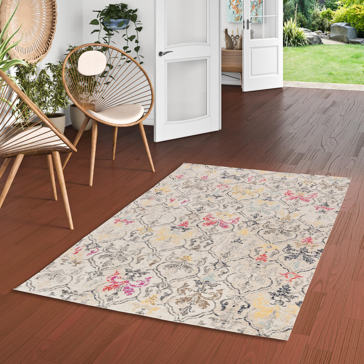 KURZFLOR DESIGNER TEPPICH MODERN VINTAGE ORIENT MUSTER - Creme, Textil (160/230cm) - Pergamon