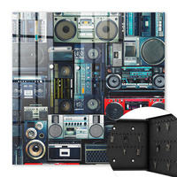 SCHLÜSSELBOX Schwarz 30x30 cm- Türöffnung nach rechts - Musikalische Leidenschaft - Blau, Metall (30/30/5cm) - TULUP