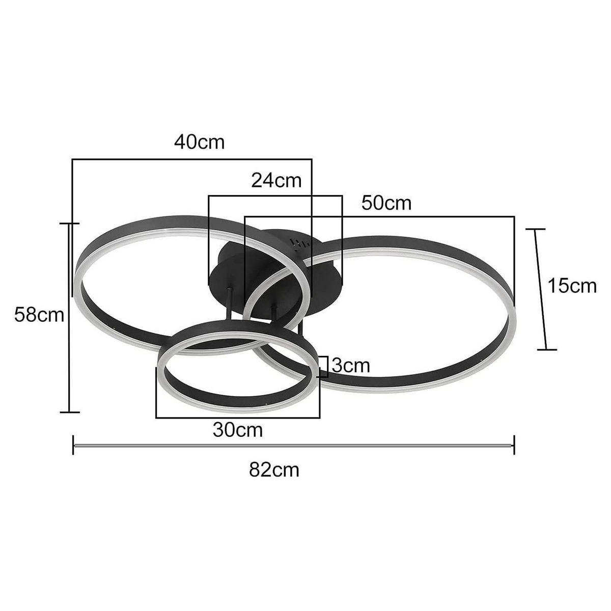 LED-DECKENLEUCHTE Puls 82/58/15 cm - Schwarz, Metall (82/58/15cm) - Nettlife