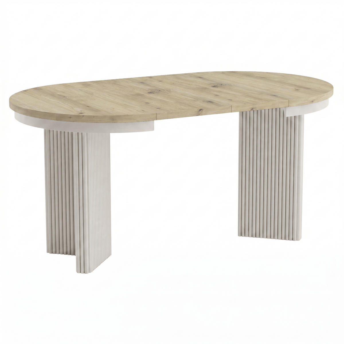 JÍDELNÍ STŮL Prestige, kulatý designový stůl, rozkládací Ø 100–180 cm, dub Artisan + kašmír - kašmírová/barva dubu, kov (100/100/77cm) - Beautysofa