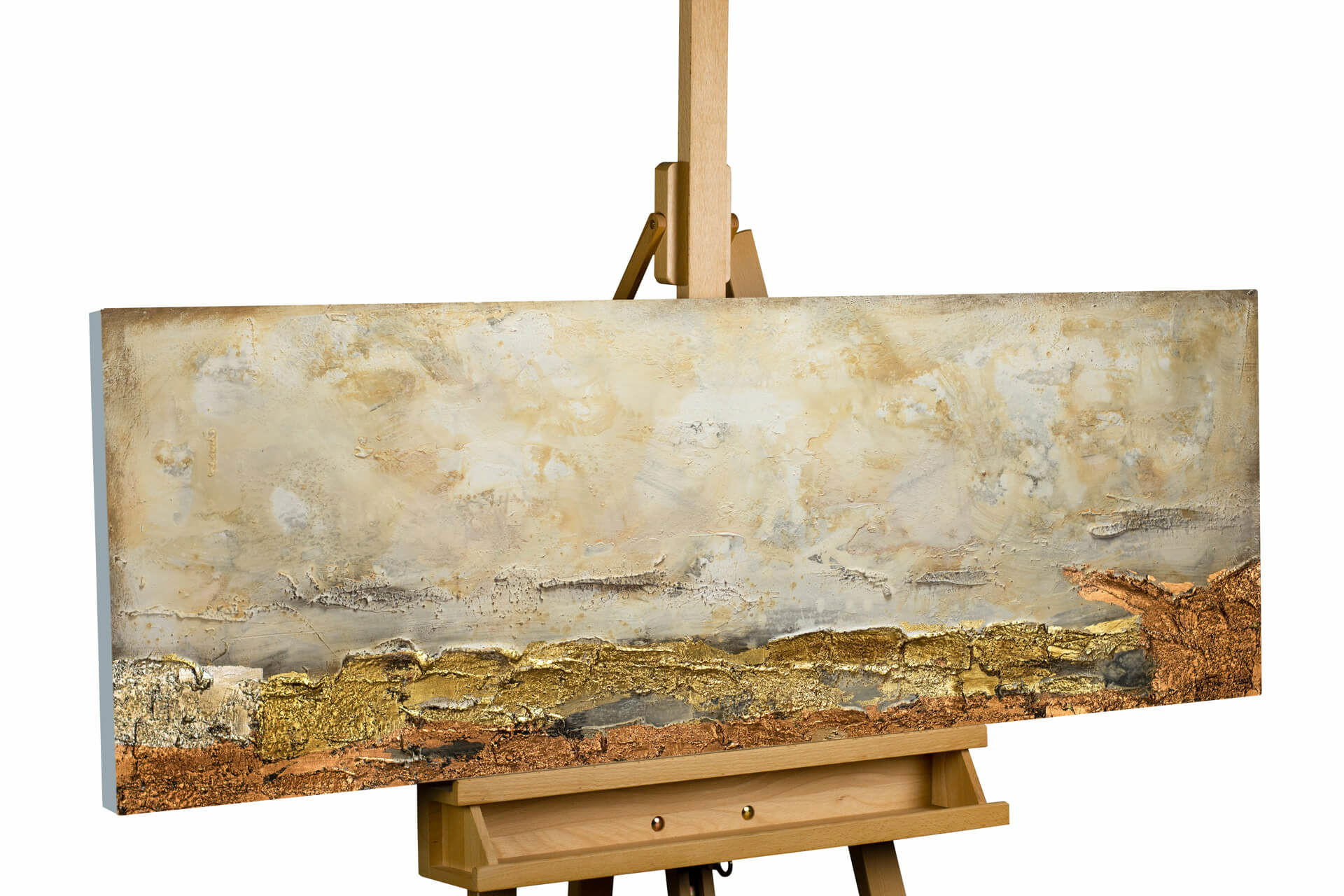 ACRYLBILD HANDGEMALT 120/40 cm - Weiß/Braun, Holz/Textil (1.76/40cm) - KUNSTLOFT