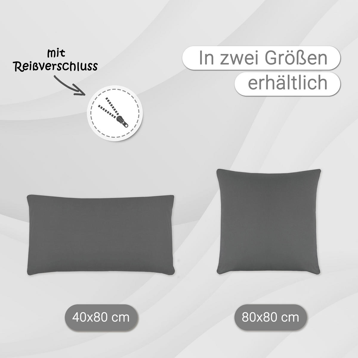 KISSENBEZUG, 2er-Set, 80x80 cm, 100% Baumwolle, Grau - Anthrazit, Textil (80/80cm) - Zollner